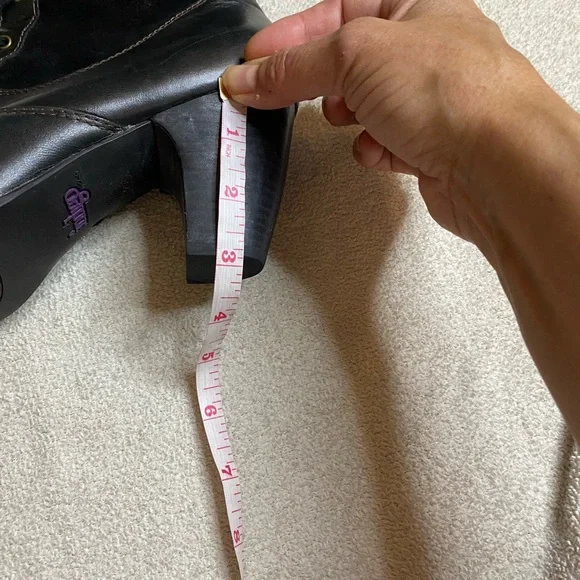 Indigo Black Lace Up Boots with Chunky Heel - Picture 5 of 8